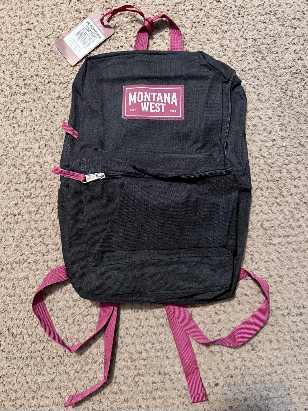 Montana West Black/Maroon Backpack with and Logo Patch